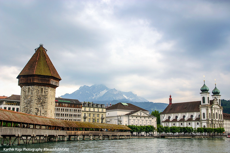 Water Tower (Wasserturm) and the Chapel Bridge (Kapellbrücke),