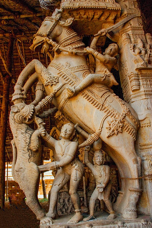 Intricate horse carving, Sri Ranganathaaswami Temple, Srirangam,