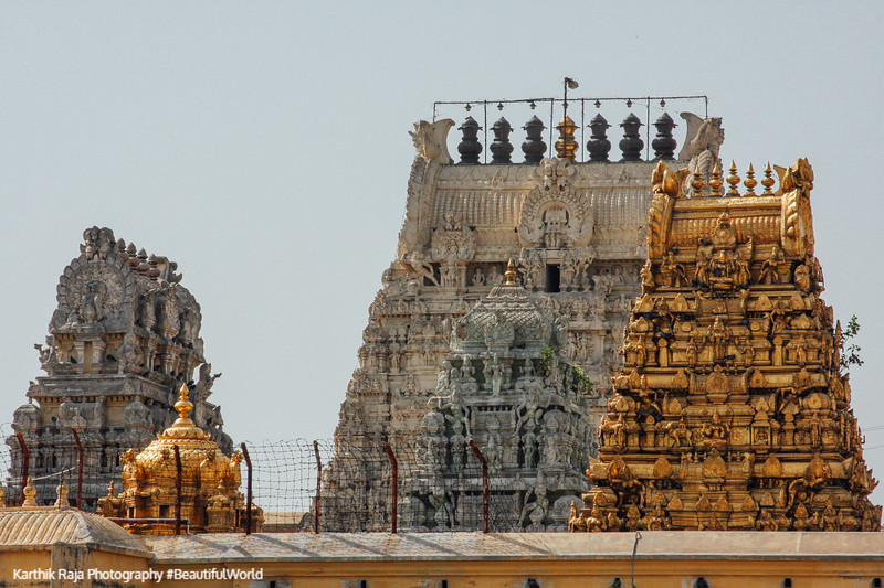 Kamakshi Amman temple - golden gopurams, Kanchipuram, India