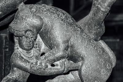 Hall of 100 pillars - Man vs. Beast, Varadaraja Perumal Temple,