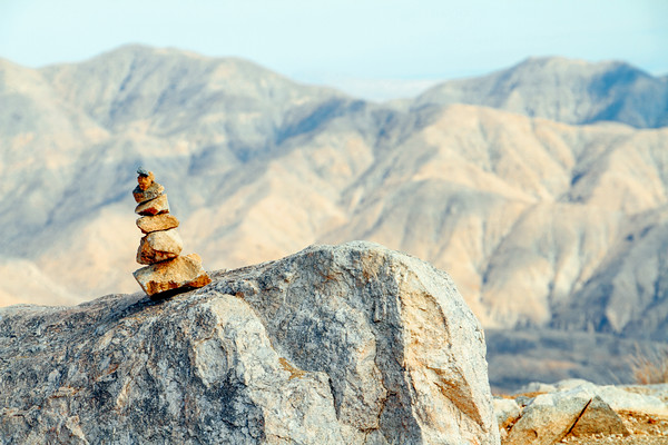 7 Stones arranged, Man vs. Nature, Keys View, Joshua Tree Nation