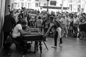 Street performer, Puerta del sol, Madrid, Spain