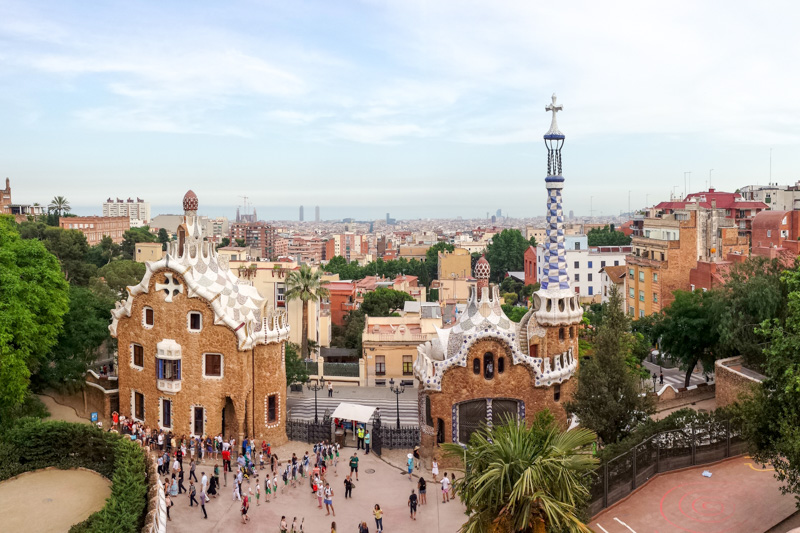 Monumental zone, Park Guell, Antoni Gaudi, Barcelona, Spain