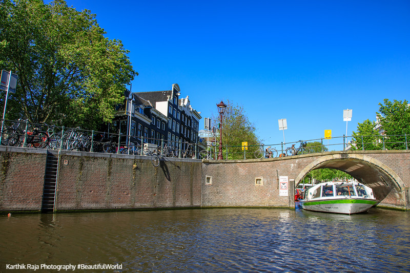 A boat through a canal, Amsterdam